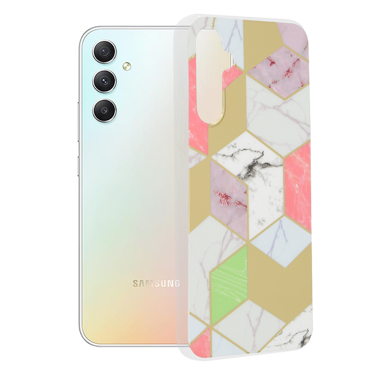 Калъф за Samsung Galaxy A34 5G - Techsuit Marble Series - Лилав Hex
