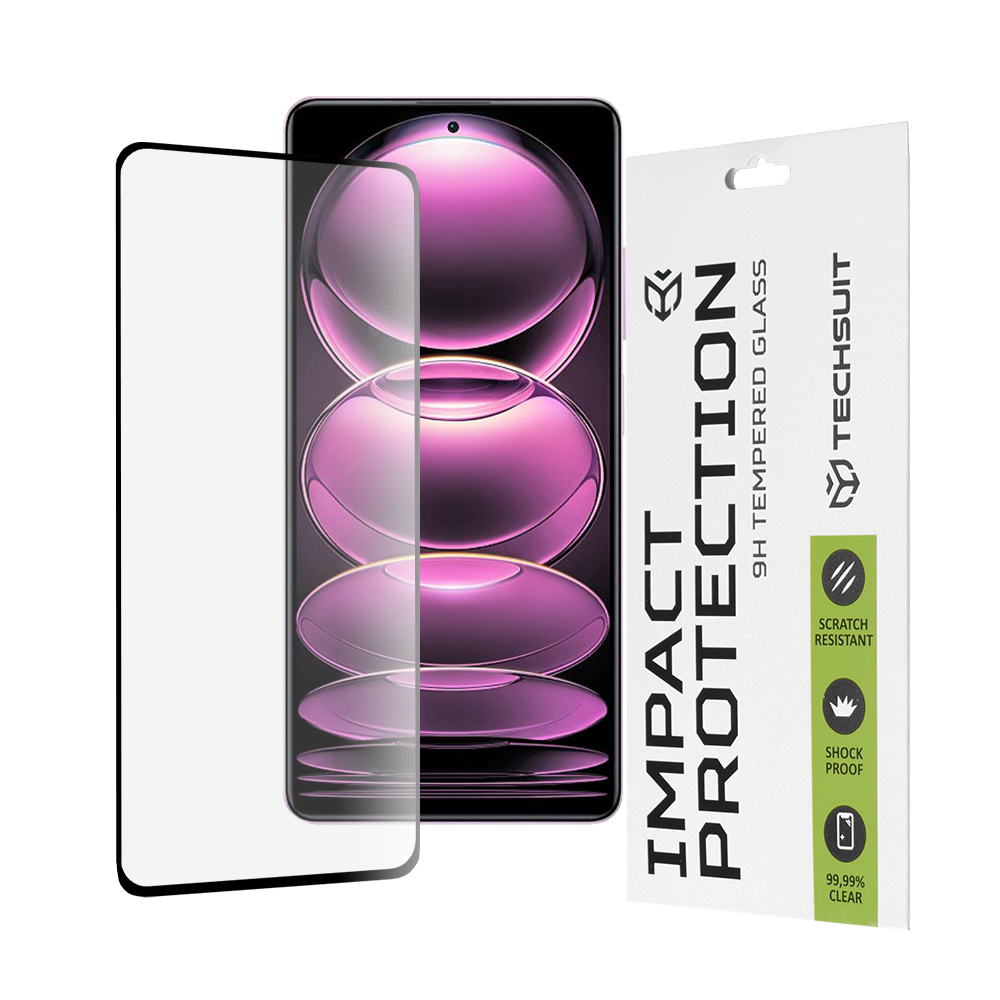 Калъф за Xiaomi Redmi Note 12 Pro 5G / 12 Pro+ / Poco X5 Pro - Techsuit 111D Full Cover / Full Glue Glass - Черен