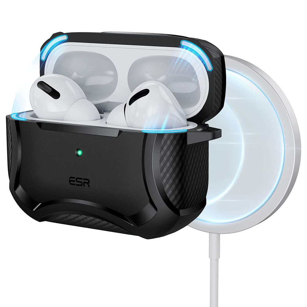 Калъф за Apple AirPods Pro 1/2 - ESR Cyber Armor Tough HaloLock - Черен