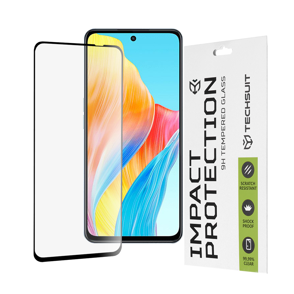 Капак за Oppo A98 5G / A79 5G / A58 4G / OnePlus Nord N30 SE - Techsuit 111D Full Cover / Full Glue Glass - Черен