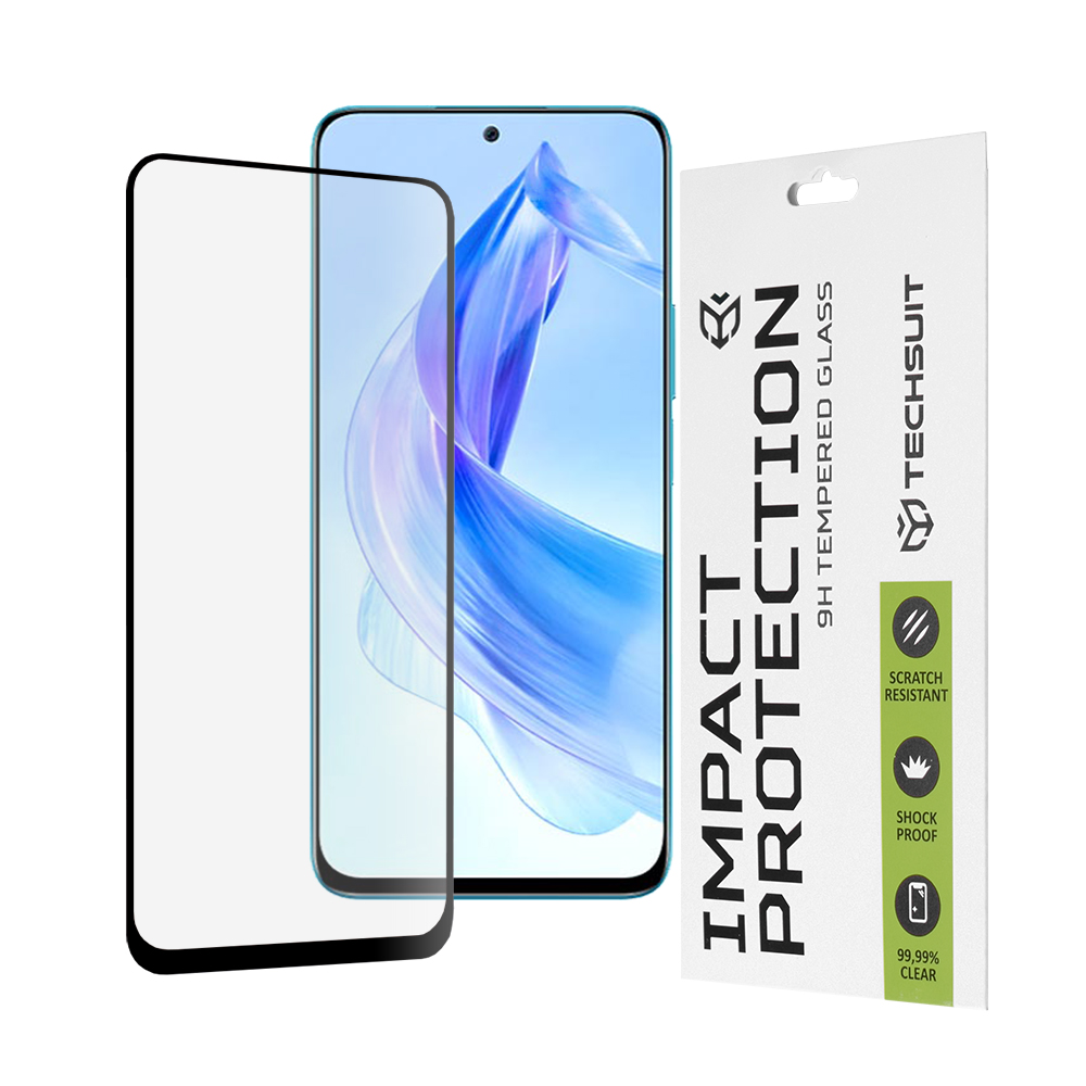 Капак за Honor 90 Lite - Techsuit 111D Full Cover / Full Glue Glass - Черен