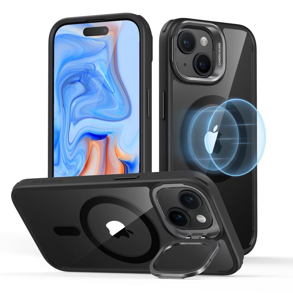 Калъф за iPhone 15 Plus - ESR Classic Hybrid Hybrid HaloLock Kickstand - Прозрачен Черен