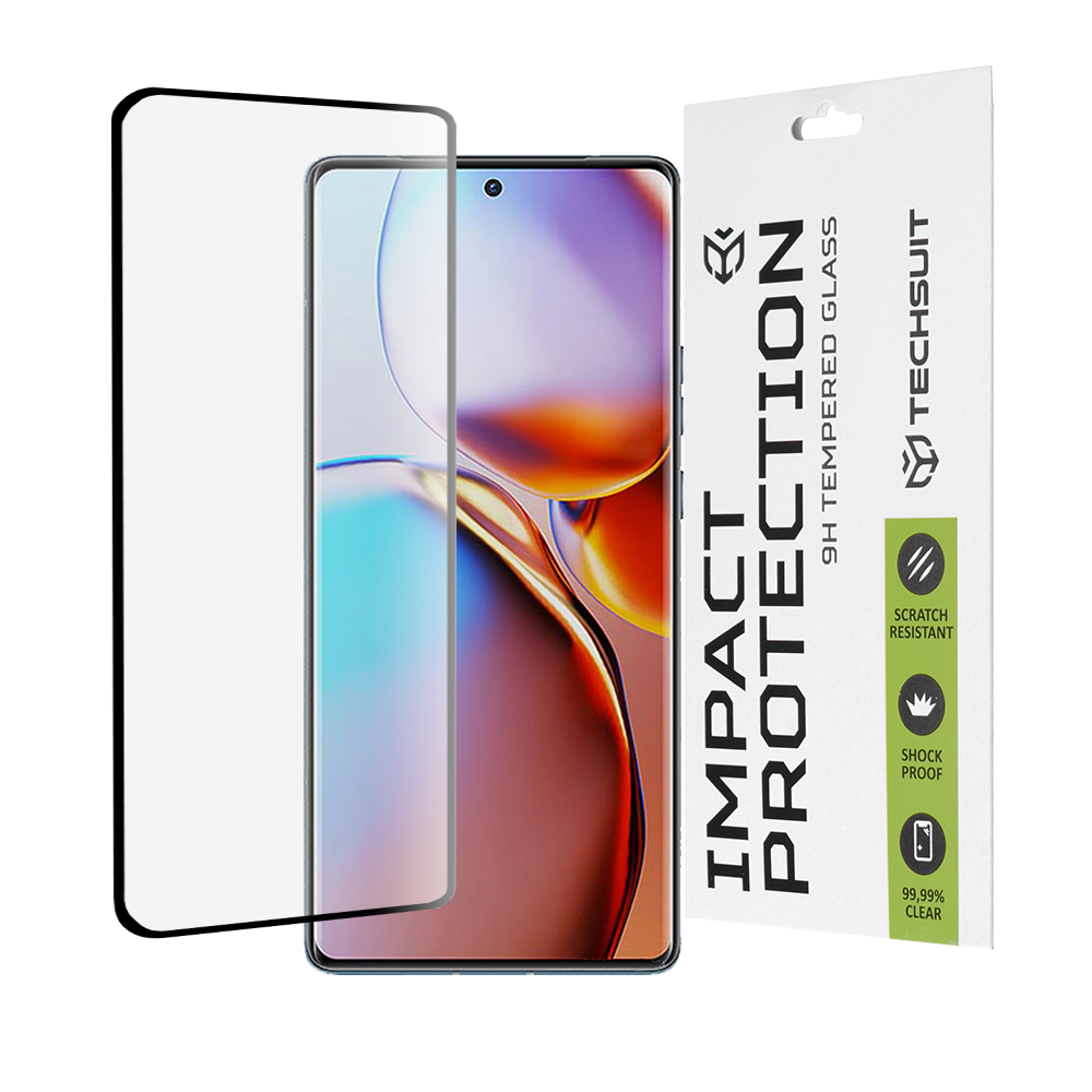Капак за Motorola Edge 40 Pro - Techsuit 111D Full Cover / Full Glue Glass / 3D Curved Screen - Черен