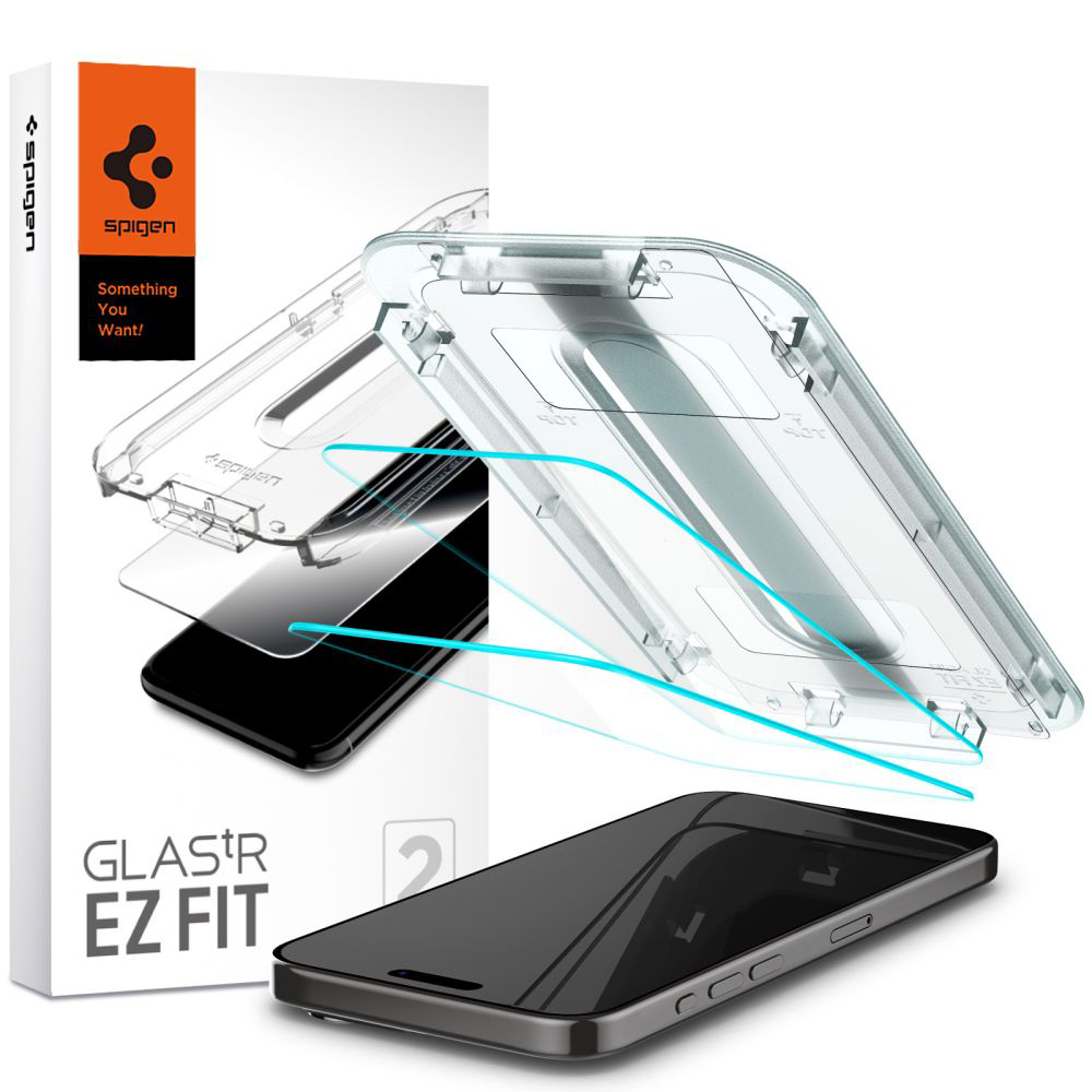 Калъф за iPhone 15 Pro Max (комплект от 2) - Spigen Glas.tR EZ FIT (AGL06872) - Прозрачен