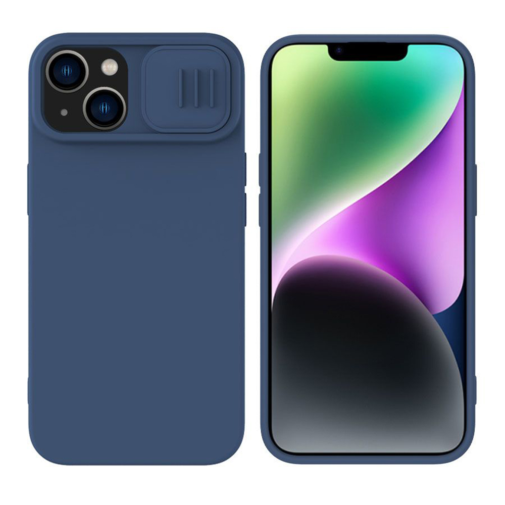 Калъф за iPhone 15 Plus - Nillkin CamShield Silky MagSafe Silicone - Тъмносин