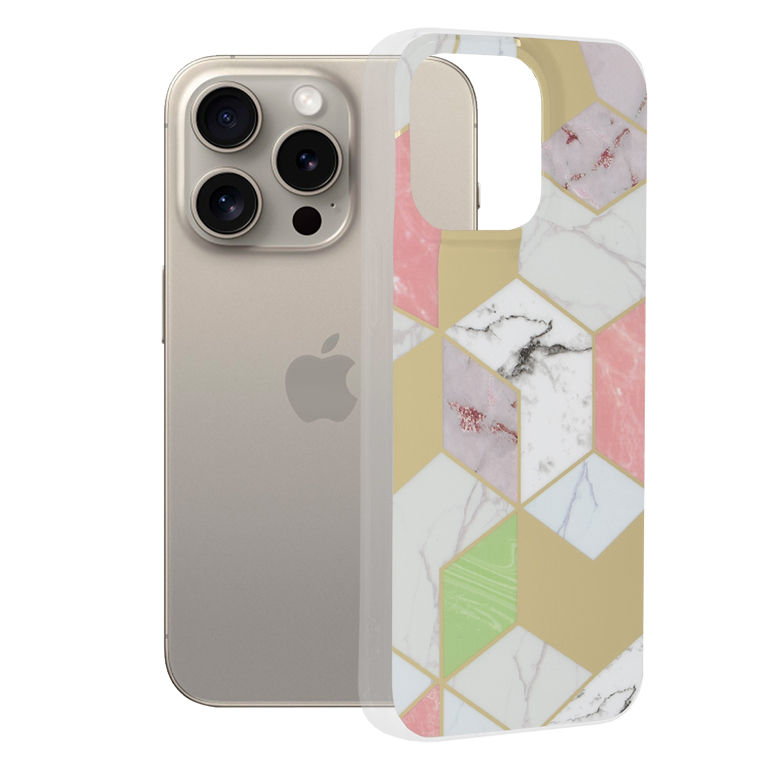 Калъф за iPhone 15 Pro Max - Techsuit Marble Series - Лилав Hex