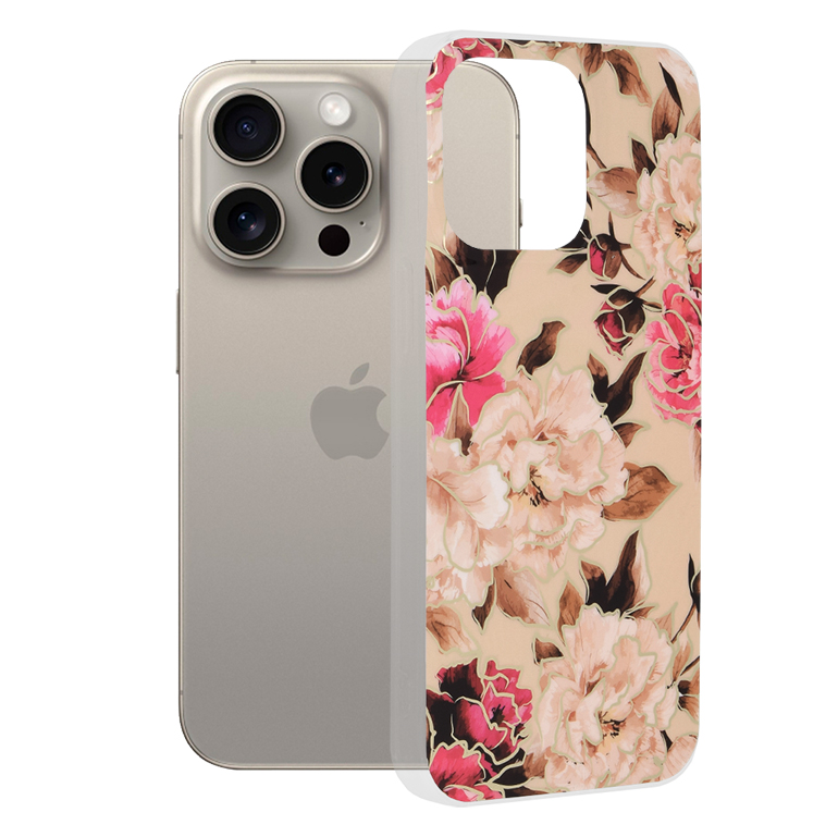 Калъф за iPhone 15 Pro Max - Techsuit Marble Series - Mary Berry Nude