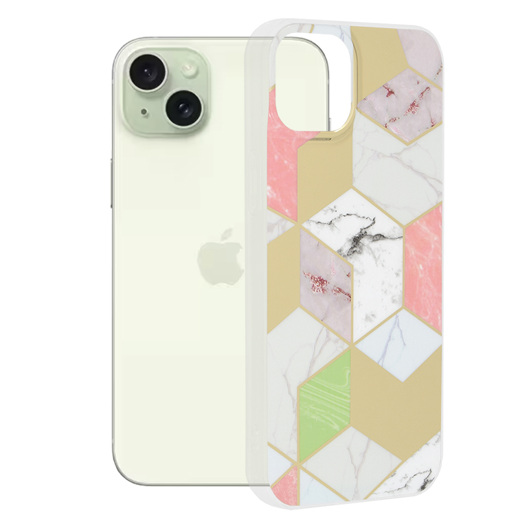 Калъф за iPhone 15 Plus - Techsuit Marble Series - Лилав Hex