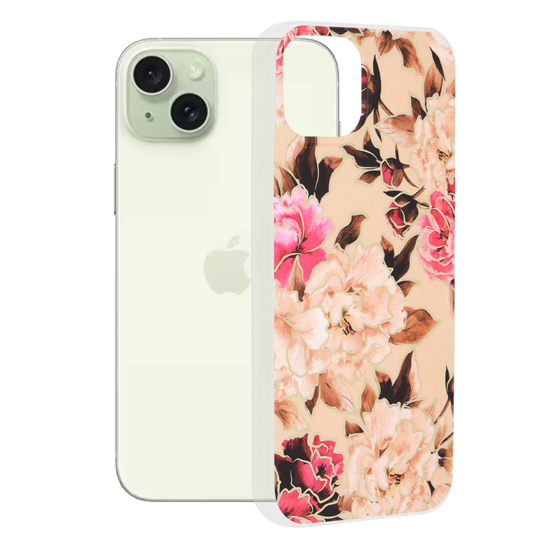 Калъф за iPhone 15 Plus - Techsuit Marble Series - Mary Berry Nude