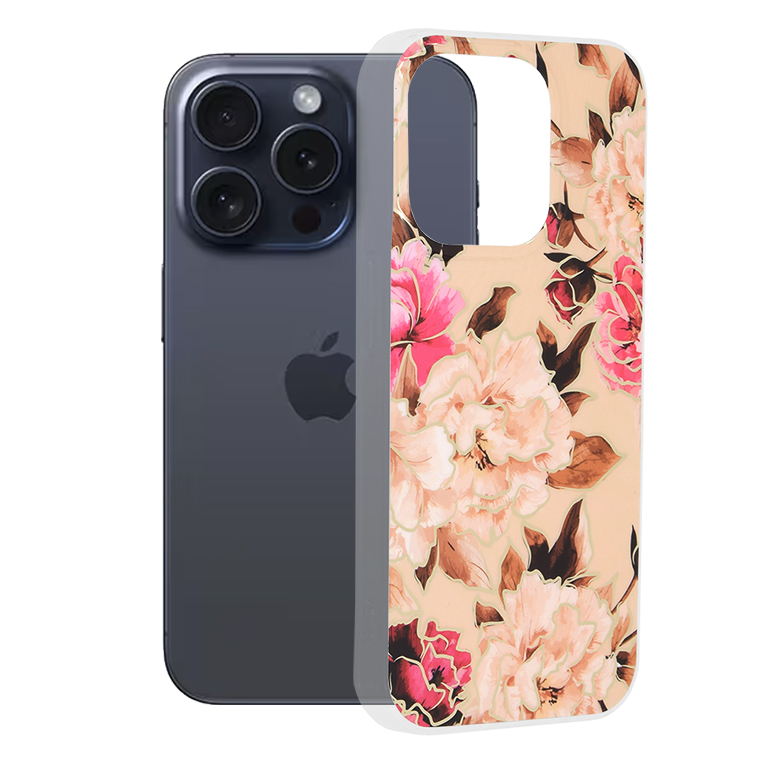 Калъф за iPhone 15 Pro - Techsuit Marble Series - Mary Berry Nude