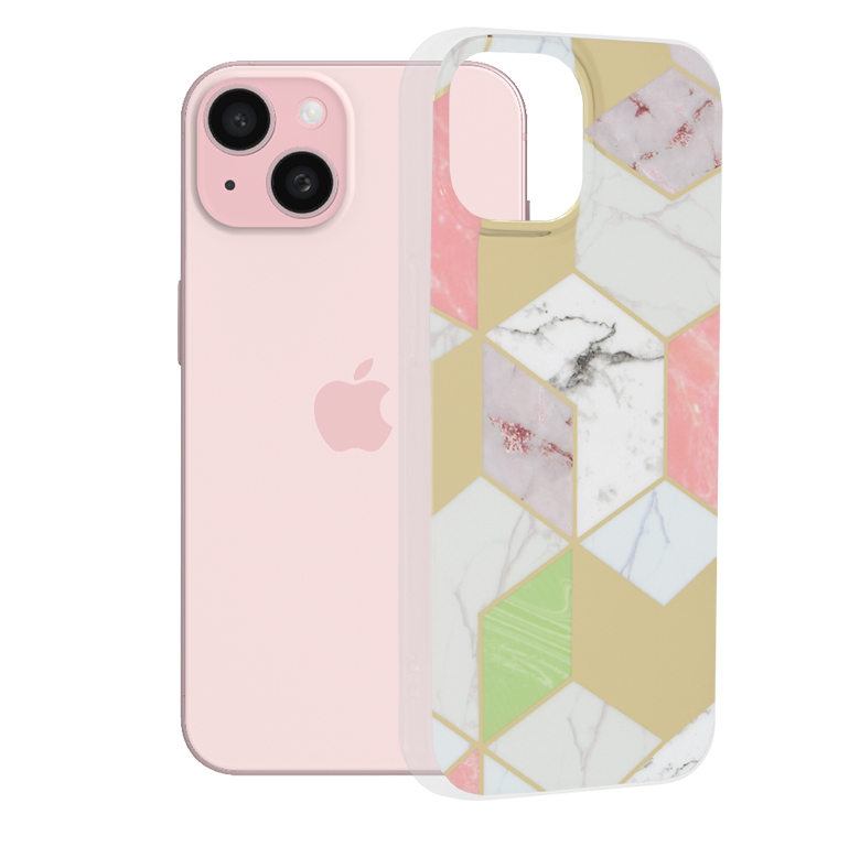 Калъф за iPhone 15 - Techsuit Marble Series - Лилав Hex