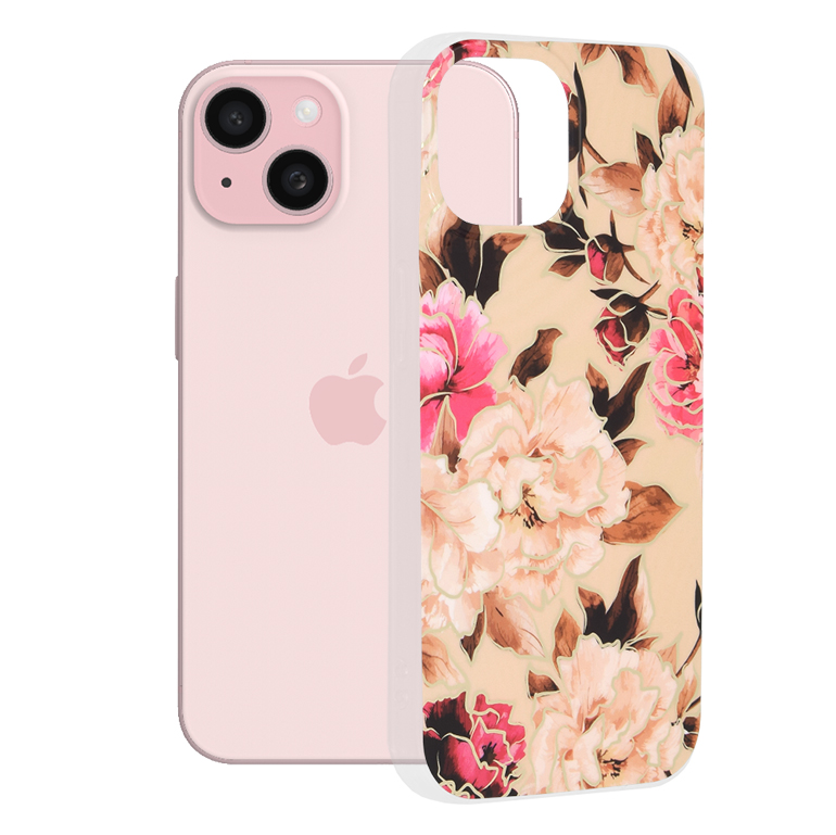 Калъф за iPhone 15 - Techsuit Marble Series - Mary Berry Nude