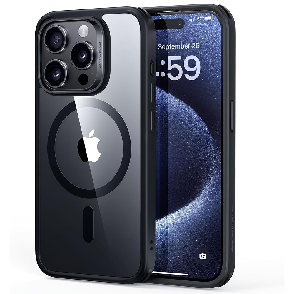 Калъф за iPhone 15 Pro - ESR Classic Classic Hybrid HaloLock - Прозрачен Черен