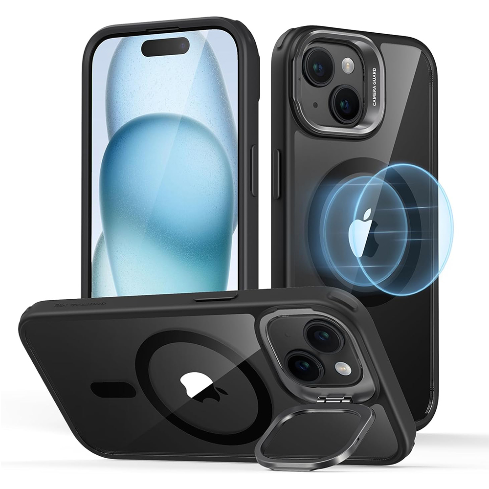 Калъф за iPhone 15 - ESR Classic Hybrid Classic HaloLock HaloLock Kickstand - Прозрачен Черен