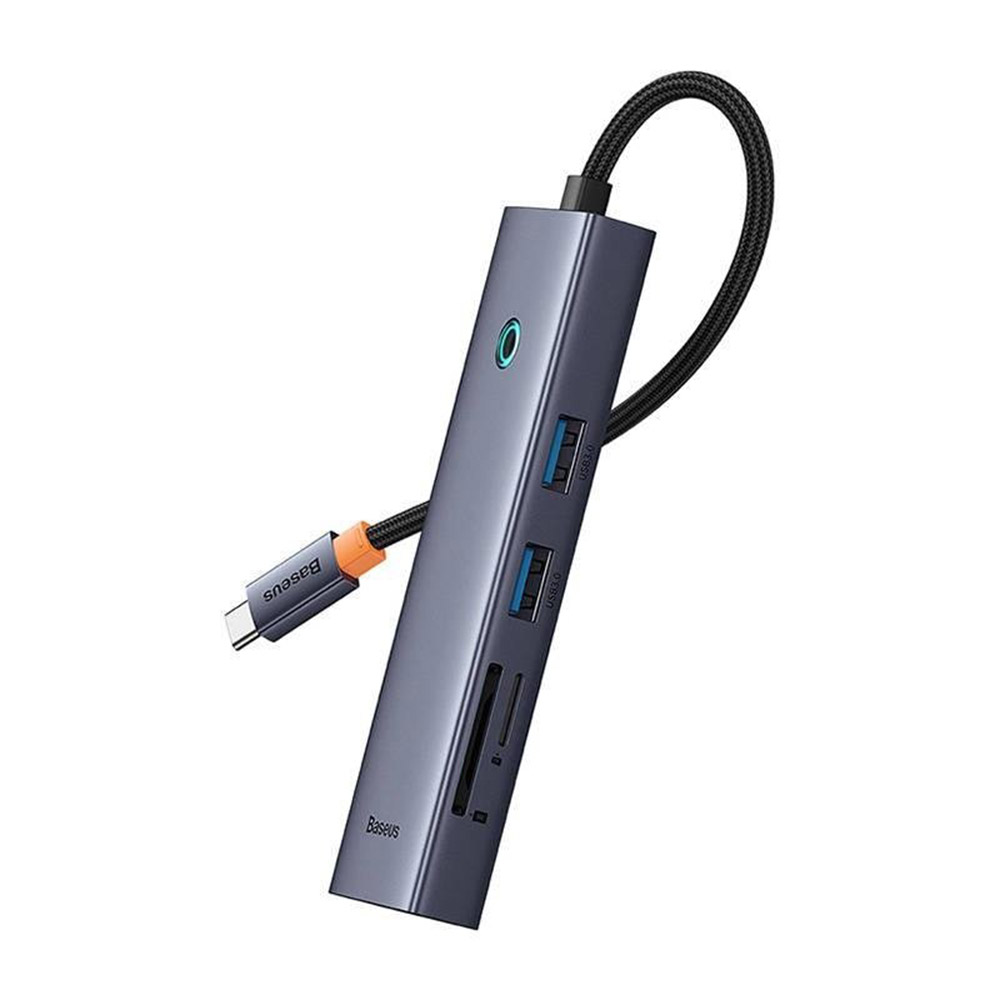 Хъб Type-C към HDMI, 2x USB, Type-C, RJ45, SD, TF - Baseus UltraJoy (B00052805813-00) - Космически сив