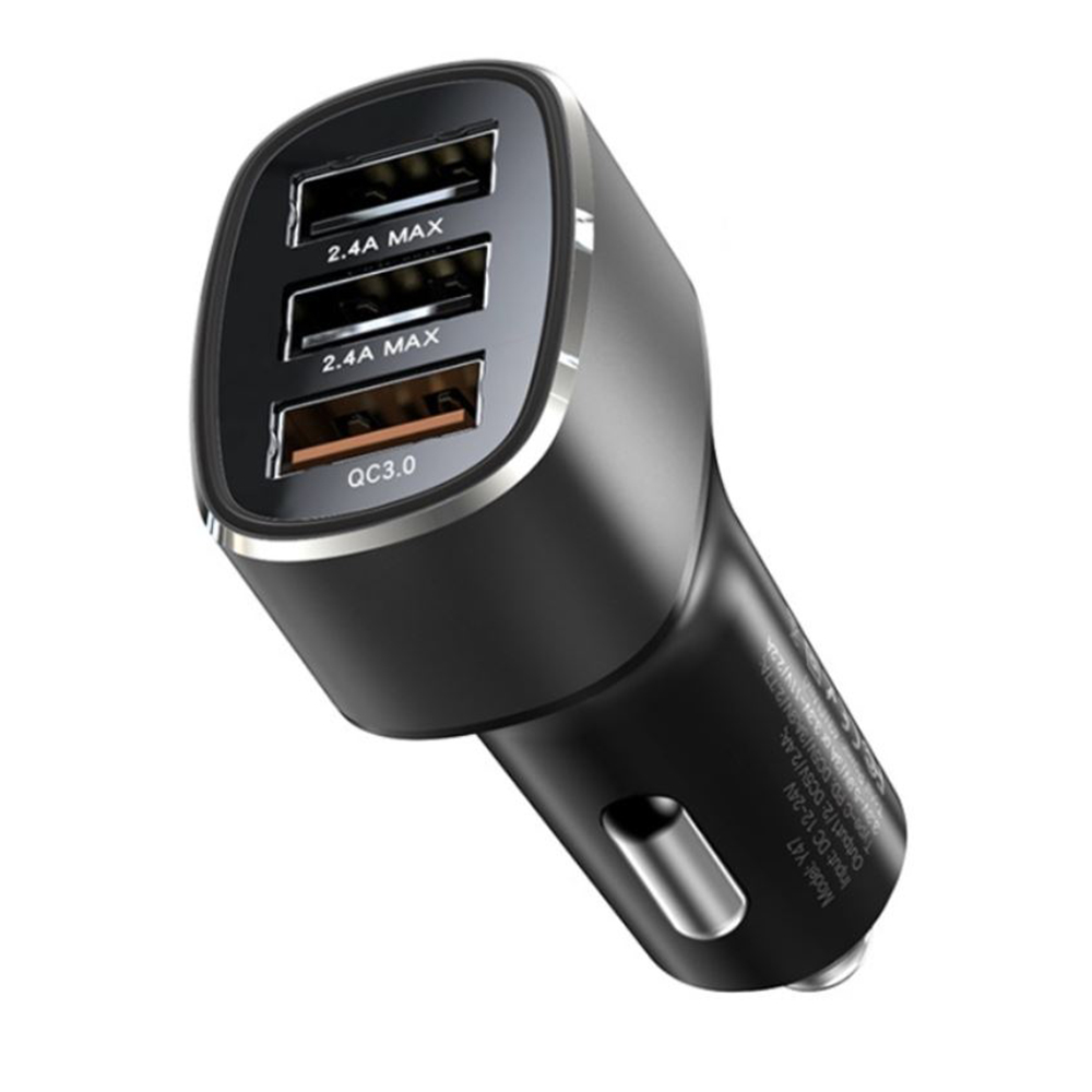 3x USB зарядно за кола - Yesido (Y46) - черно