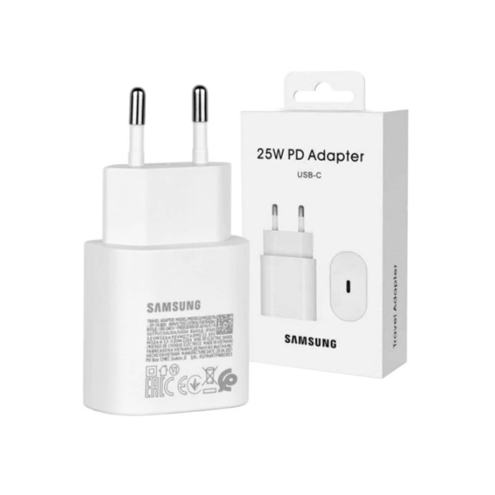 Зарядно устройство за бързо зареждане Priza, PD 25W - Samsung (EP-TA800NWEGEU) - бяло (опаковане на блистер)