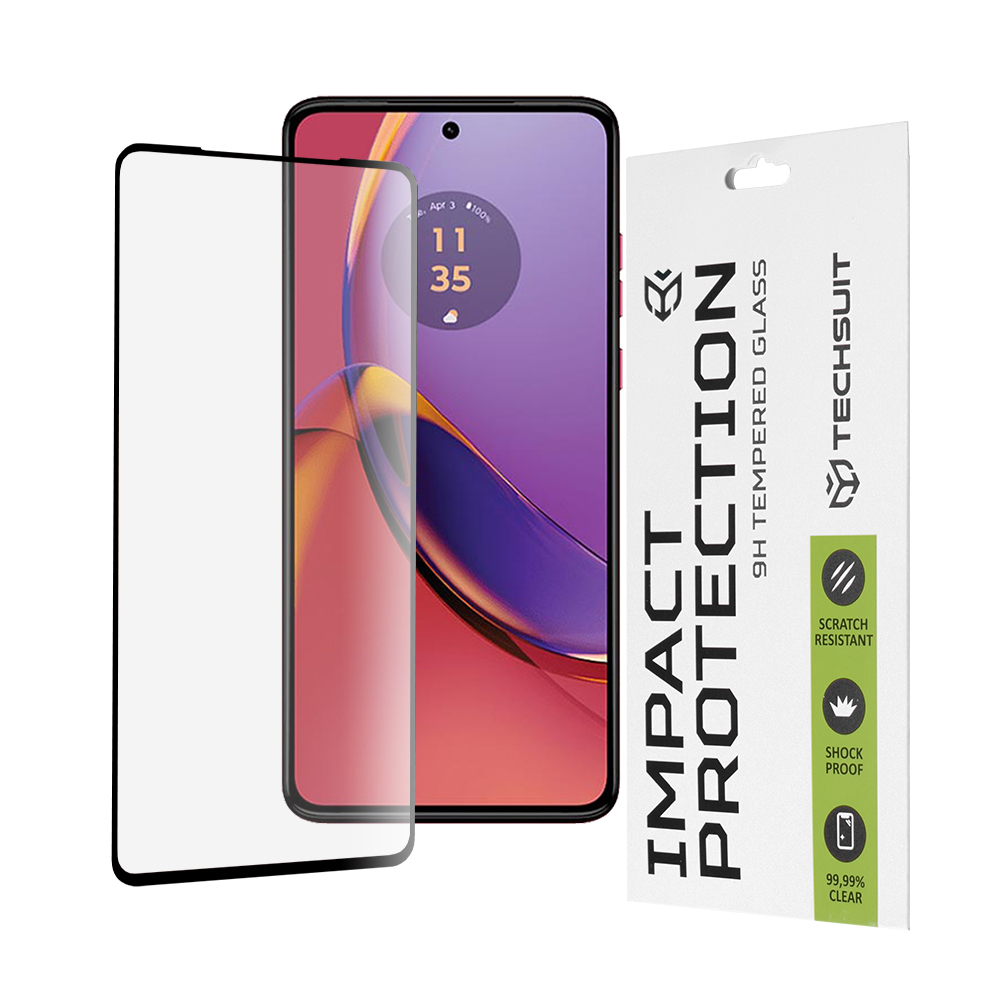 Капак за Motorola Moto G84 - Techsuit 111D Full Cover / Full Glue Glass - Черен