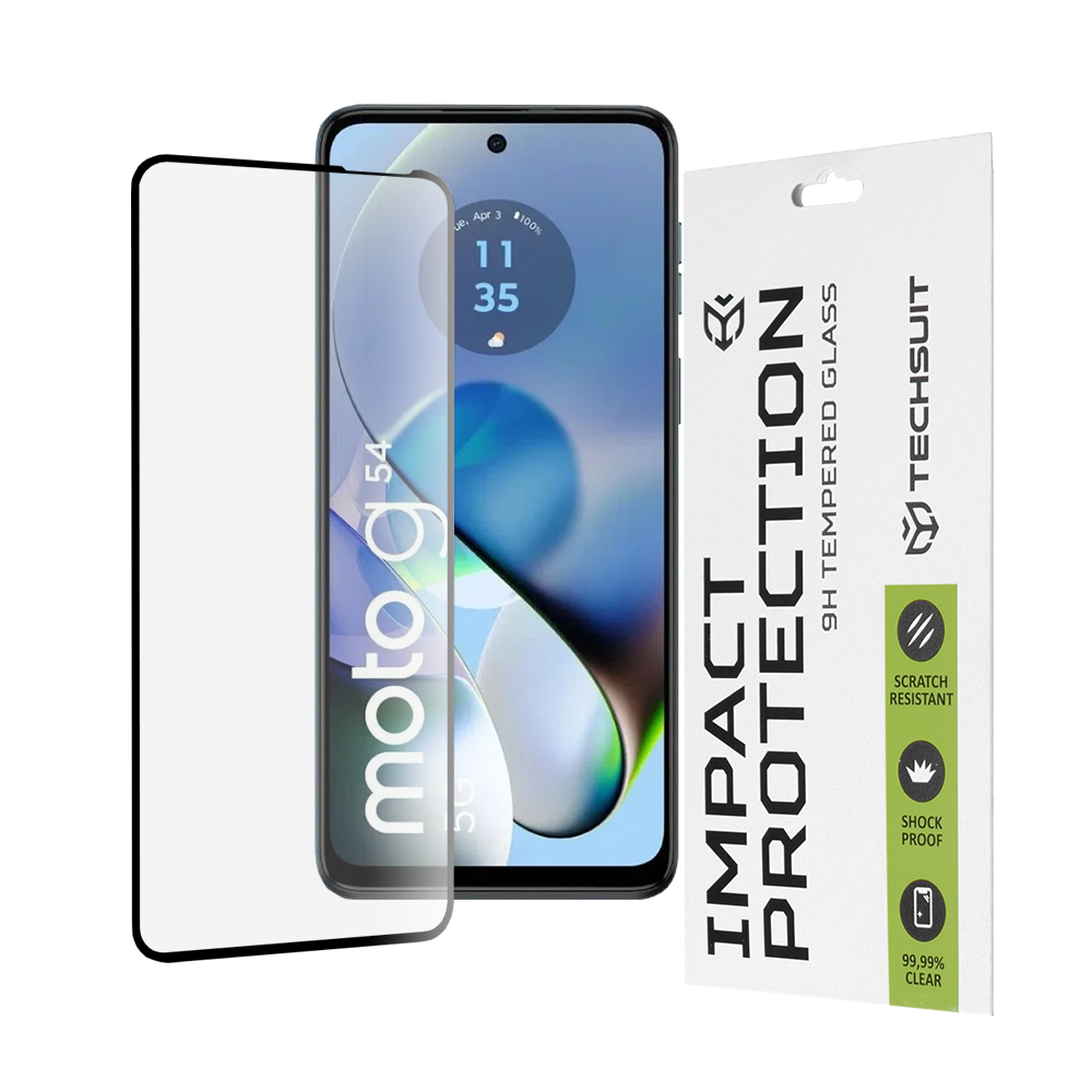 Капак за Motorola Moto G14 / Moto G54 / Moto G54 Power Edition / Moto G64 - Techsuit 111D Full Cover / Full Glue Glass - Черен