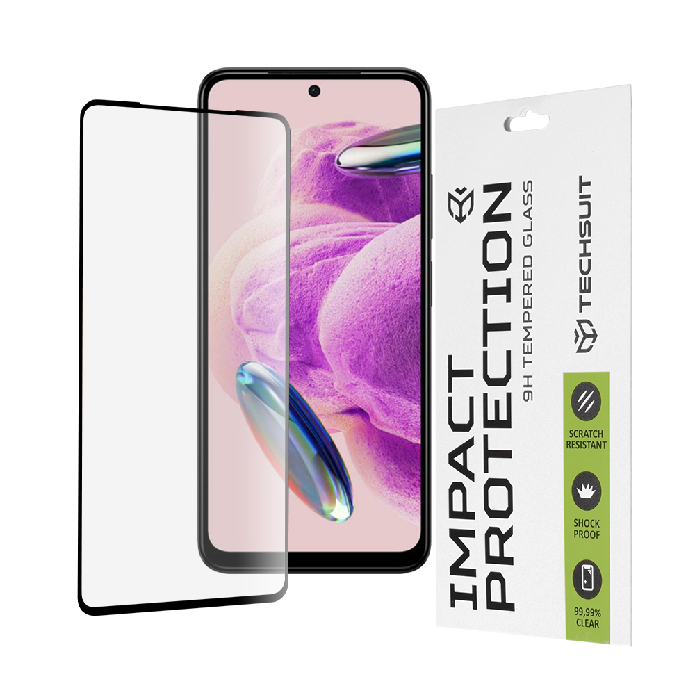 Капак за Xiaomi Redmi Note 12S - Techsuit 111D Full Cover / Full Glue Glass - Черен