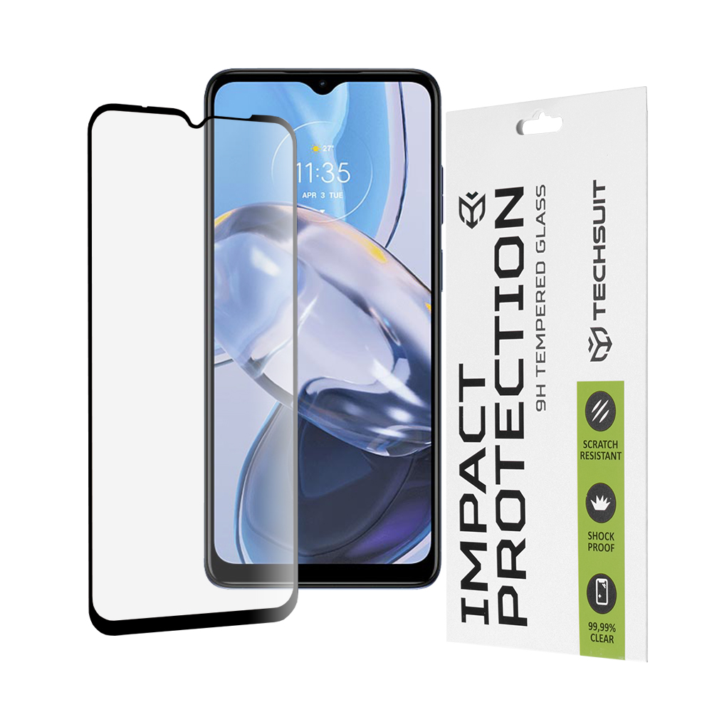 Капак за Motorola Moto E22 / Moto E22i / Moto E13 - Techsuit 111D Full Cover / Full Glue Glass - Черен