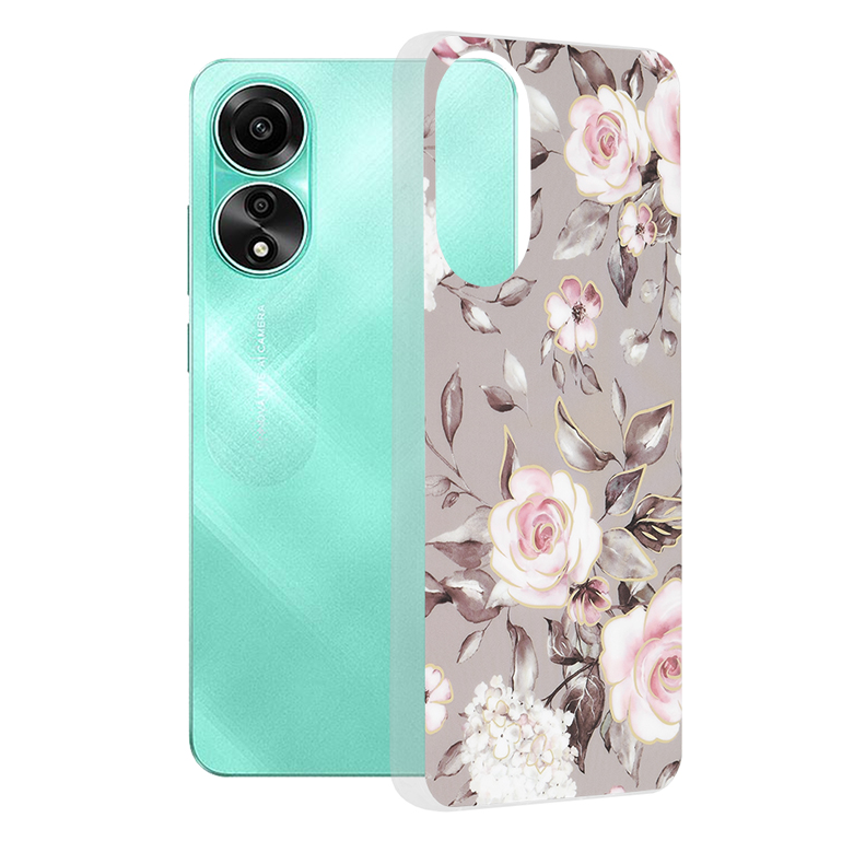 Калъф за Oppo A78 4G - Techsuit Marble Series - Bloom of Ruth Сив