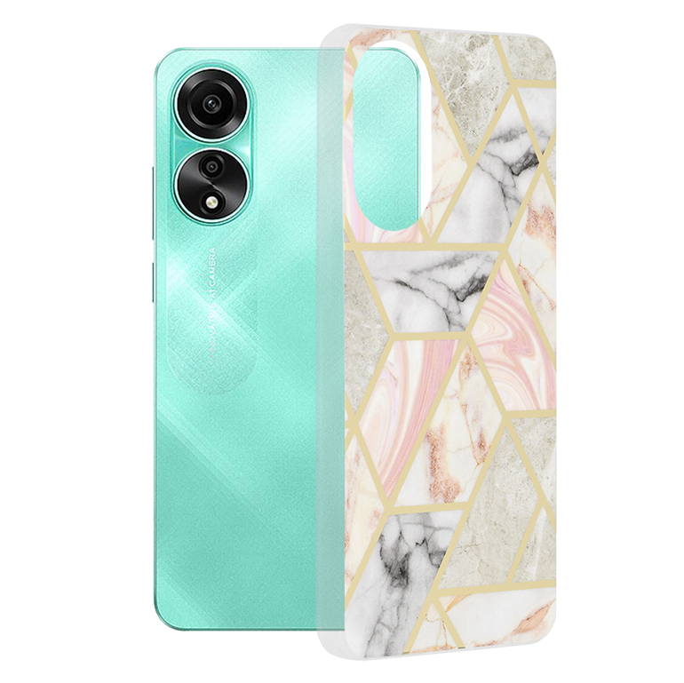 Калъф за Oppo A78 4G - Techsuit Marble Series - Розов Hex