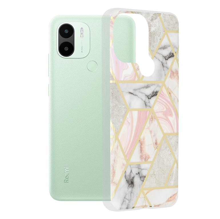 Калъф за Xiaomi Redmi A1+ / A2+ - Techsuit Marble Series - Розов Hex