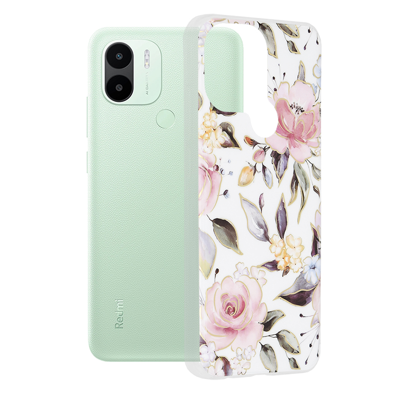 Калъф за Xiaomi Redmi A1+ / A2+ - Techsuit Marble Series - Chloe Бял