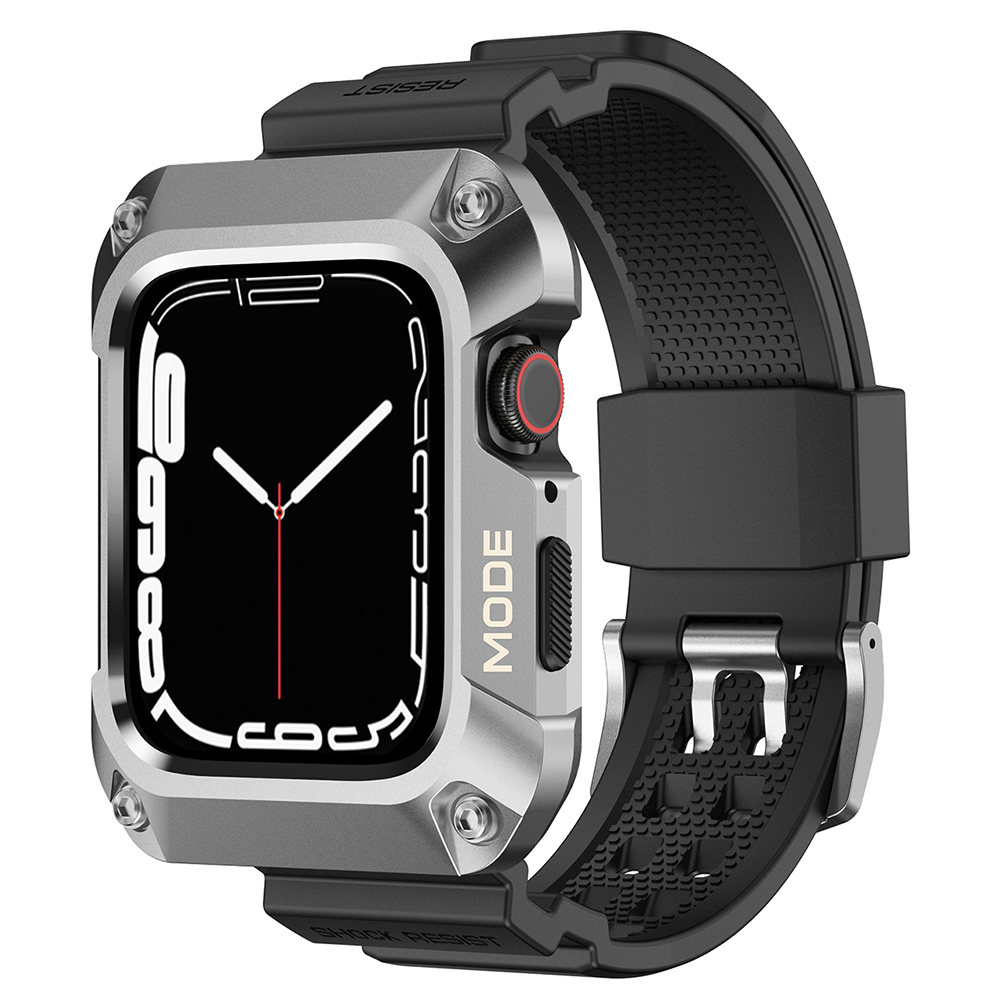 Калъф за Apple Watch 7/8/9 (45 мм) + каишка - Lito Metal RuggedArmor (LS002) - Сребрист