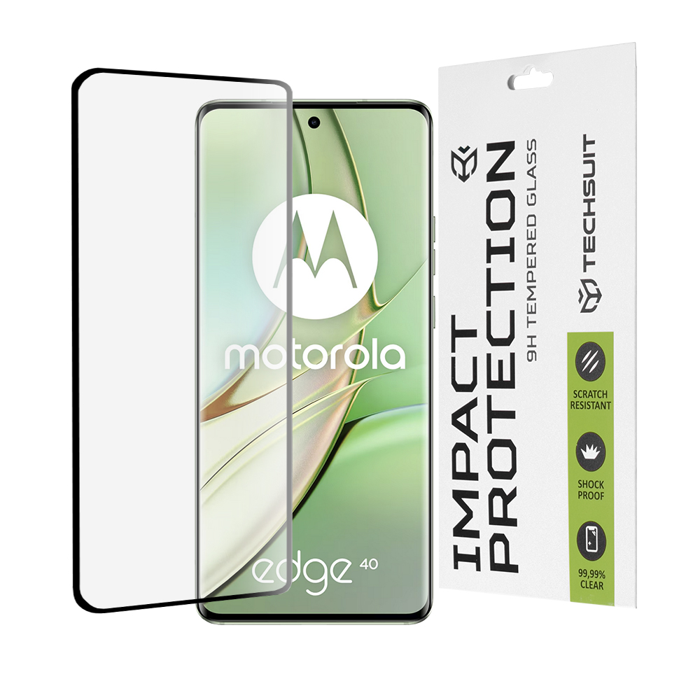 Капак за Motorola Edge 40 / Edge (2023) - Techsuit 111D Full Cover / Full Glue Glass / 3D Curved Screen - Черен
