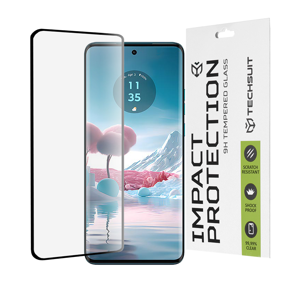 Капак за Motorola Edge 40 Neo - Techsuit 111D Full Cover / Full Glue Glass / 3D Curved Screen - Черен