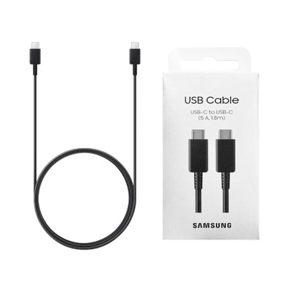Кабел за данни Type-C към Type-C Fast Charging 5A, 1,8m - Samsung (EP-DX510JBEGEU) - Бял (Опаковка на блистер)
