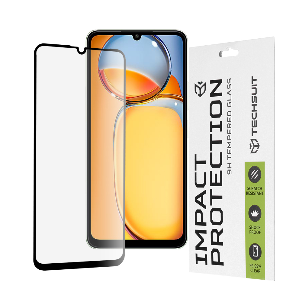Калъф за Xiaomi Redmi 13C 4G / Redmi 13C 5G / Poco C65 - Techsuit 111D Full Cover / Full Glue Glass - Черен