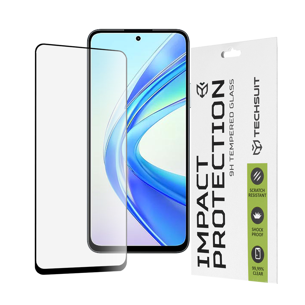 Капак за Honor X7b / X7b 5G / 90 SMART - Techsuit 111D Full Cover / Full Glue Glass - Черен