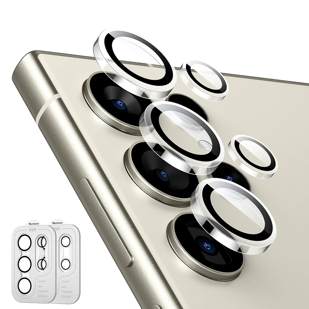 Капак за камера за Samsung Galaxy S24 Ultra (комплект 2) - ESR протектор за обектив, закалено стъкло - Прозрачен