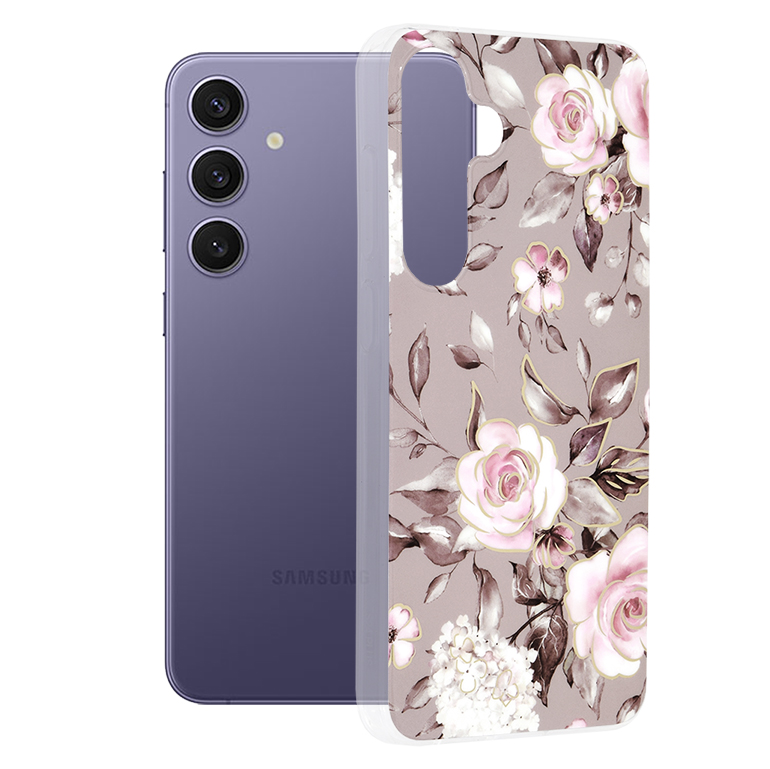 Калъф за Samsung Galaxy S24 Plus - Techsuit Marble Series - Bloom of Ruth Сив