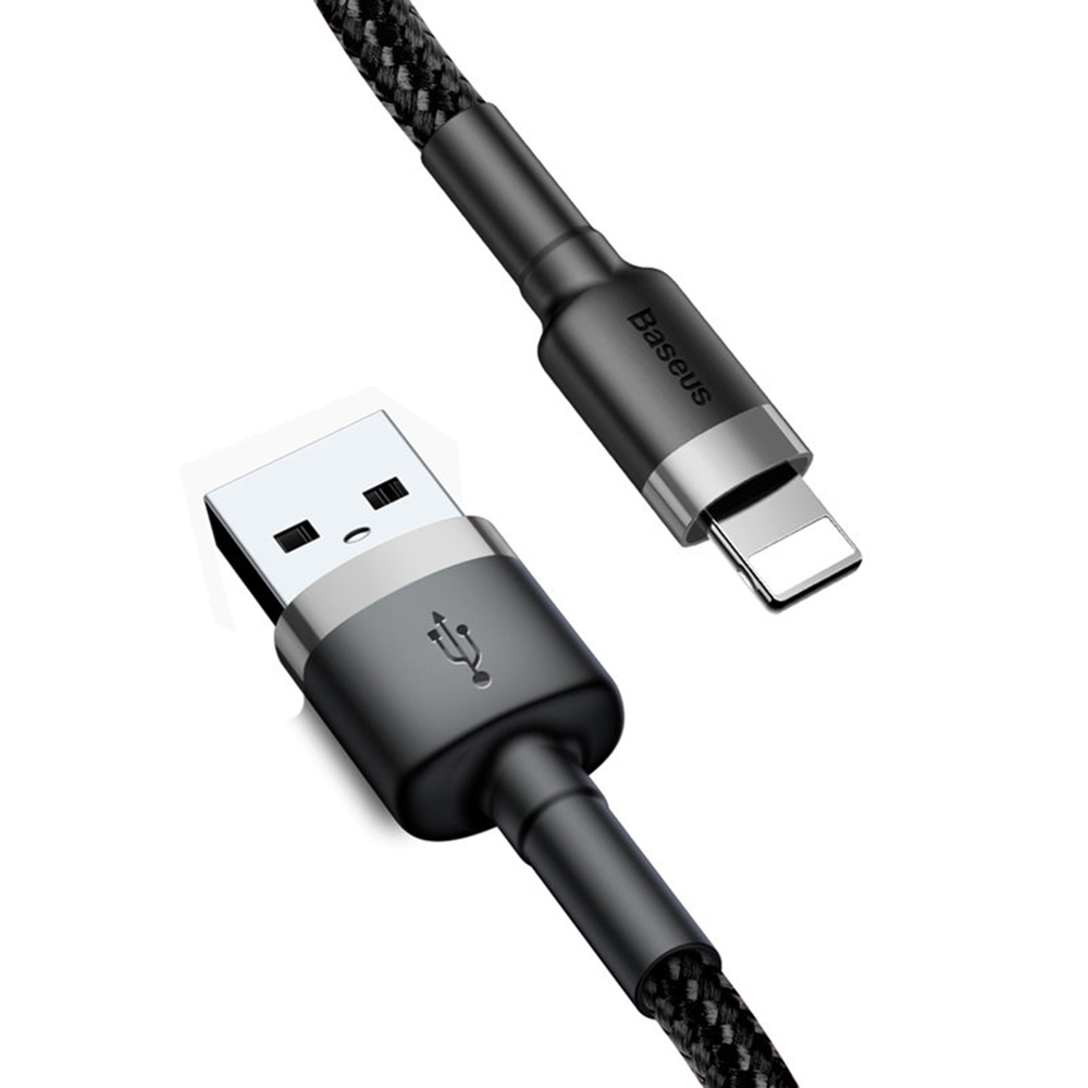 USB към Lightning кабел, 2.4A, 480Mbps, 1m - Baseus (CALKLF-BG1) - черен / сив