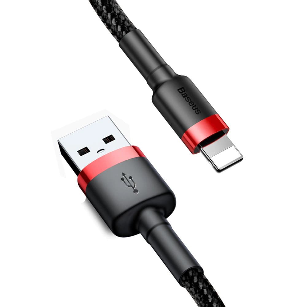 USB към Lightning кабел, QC3.0, 2A, 3m - Baseus Cafule (CALKLF-R91) - черен / червен