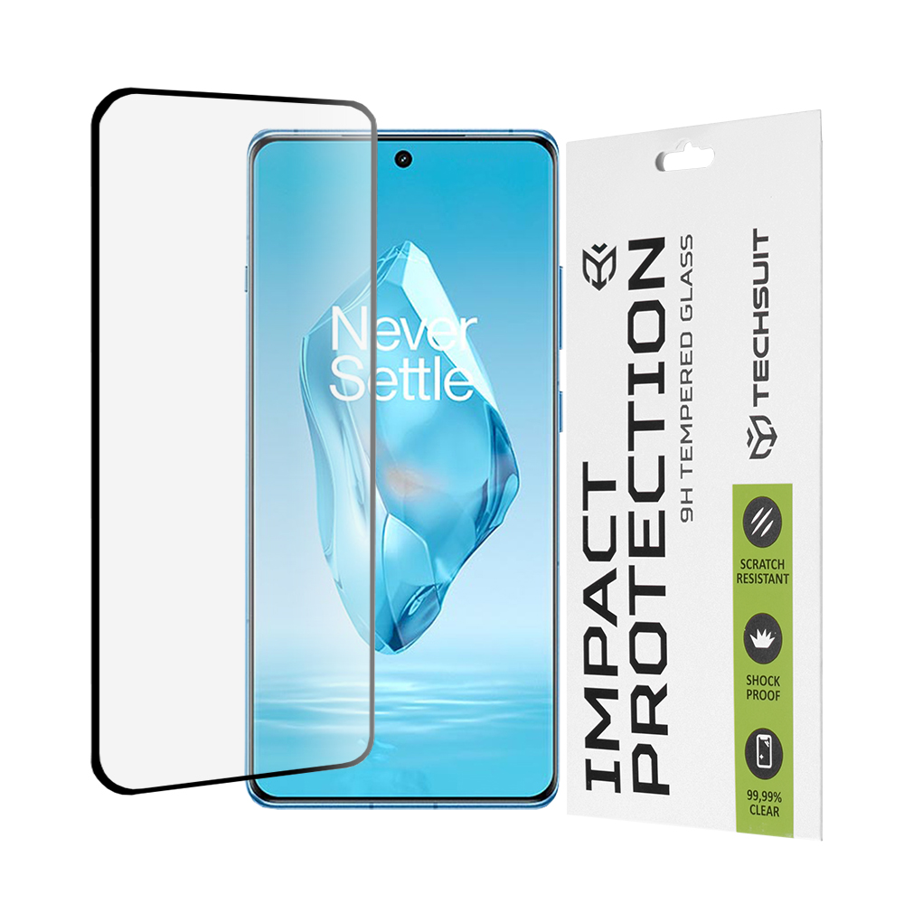 Капак за OnePlus 12R - Techsuit 111D Full Cover / Full Glue Glass / 3D Curved Screen - Черен