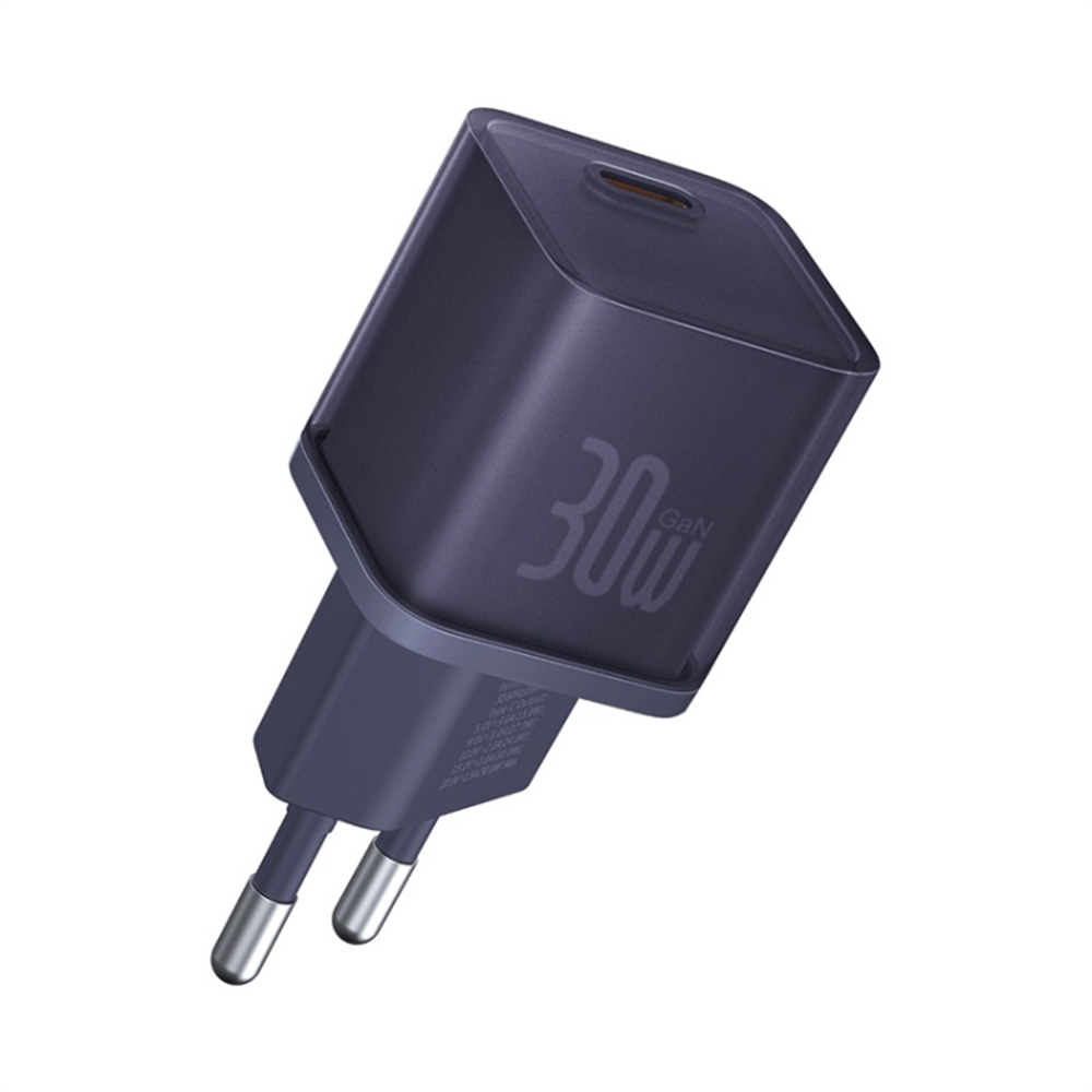 Зарядно устройство GaN5S, Type-C, бързо зареждане, 30W - Baseus галиев нитрид (P10162504523-00) - лилаво