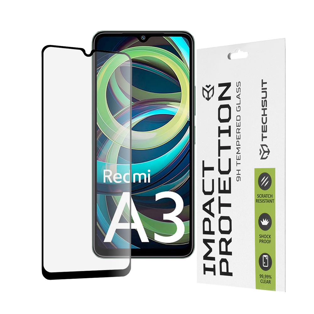 Калъф за Xiaomi Redmi A3 / Redmi A3x - Techsuit 111D Full Cover / Full Glue Glass - Черен