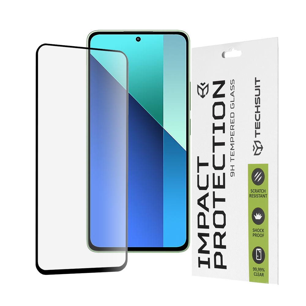 Фолио за Xiaomi Redmi Note 13 4G - Techsuit 111D Full Cover / Full Glue Glass - Черно