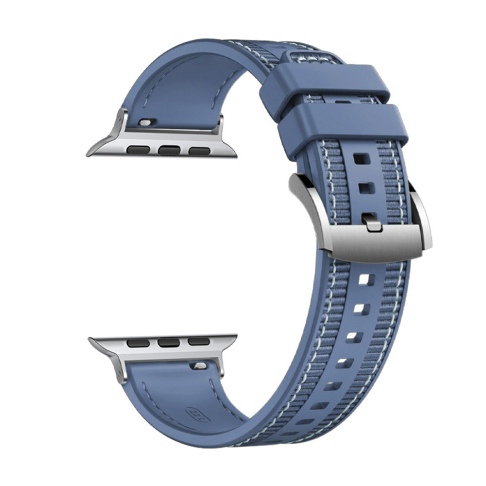 Каишка за Apple Watch 1/2/3/3/4/4/5/5/5/6/6/7/8/7/8/9/9/10/11/SE/SE 2/SE 3/Ultra/Ultra/Ultra 2/Ultra 3 (42/44/45/46/49 мм) - Каишка за часовник Techsuit (W051) - Тъмносин