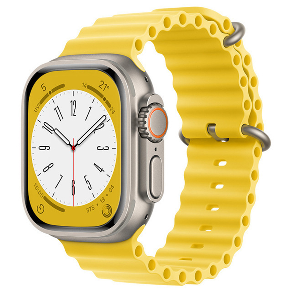 Каишка за Apple Watch 1/2/3/3/4/4/5/5/5/6/6/7/8/7/8/9/9/10/11/SE/SE 2/SE 3/Ultra/Ultra/Ultra 2/Ultra 3 (42/44/45/46/49 мм) - Каишка за часовник Techsuit (W038) - Жълт