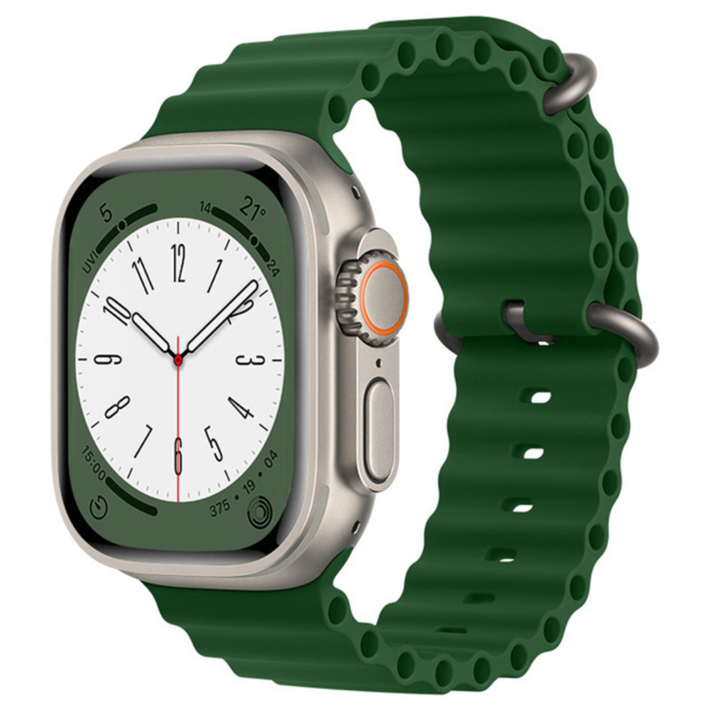 Каишка за Apple Watch 1/2/3/3/4/4/5/5/5/6/6/7/8/7/8/9/9/10/10/11/SE/SE 2/SE 3 (38/40/41/42mm) - Techsuit Каишка за часовник (W038) - Army Зелен