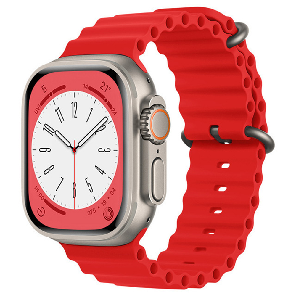 Каишка за Apple Watch 1/2/3/3/4/4/5/5/5/6/6/7/8/7/8/9/9/10/10/11/SE/SE 2/SE 3 (38/40/41/42mm) - Techsuit Watchband (W038) - Червен